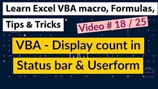 Excel VBA - Display count in Status bar & Userform