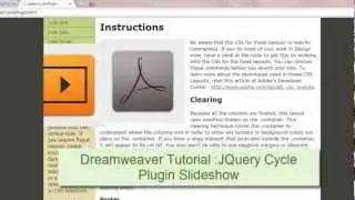 Dreamweaver Tutorial :JQuery  Fade, Shuffle,   Zoom , scrollRight and turnDown