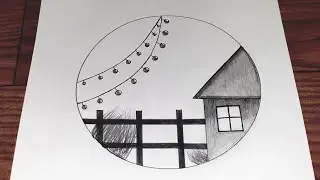 Easy 3 Circle Scenery Drawing Ideas || Pencil drawing || Circle drawing for bigenners