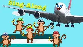 Song five little monkeys jumping on the bed. Doodle planes are singing a nursery rhyme. Sing-along.