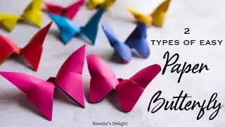 2 Mins Craft Paper Butterfly| EasyOrigami|Paper craft|DIY Butterflies for kids|Roselin's Delight #5