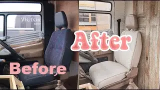 Ep 9: - Cab driving seat makeover - solo female Van Build 💗 Bus Off with Josie