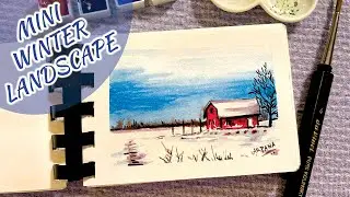 Mini Watercolour Winter Landscape Painting Tutorial