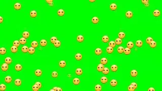 HD+ smiley emojies raining on green screen video.