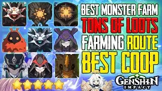 BEST MONSTER LOOTS FARMING ROUTE GENSHIN IMPACT GAMEPLAY - TONS OF LOOTS - BEST COOP GUIDE