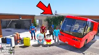 Franklin And Shinchan Start A New Road Trip With Luxury Bus From Los Santos To Beach In GTA V