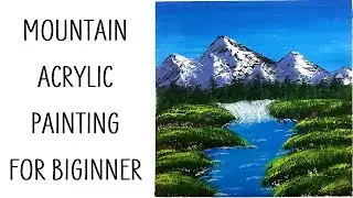 Mountain acrylic painting | Easy acrylic painting for beginners step by step #26