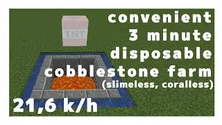 Minecraft Convenient, Disposable, 3 Minute Cobblestone Farm (1.13 - 1.20+)