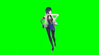 Yelan Fortnite Default Dance Green Screen - Genshin Impact MMD