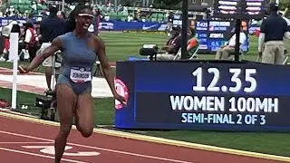 100m Women’s Hurdles Semi-final Heat 2, 2024 U.S. Olympic Trials,  Lolo Jones, Alaysha Johnson