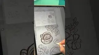 Drawing coffee themed sketchbook lineart  