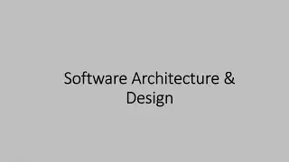 Introduction | Software Architecture & Design
