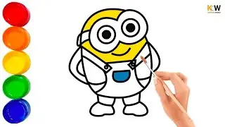 Drawing Minions|coloring for kids & toddlers|lets draw, paint together|beginer draw|