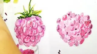 Рисуем малину акварелью 🎨