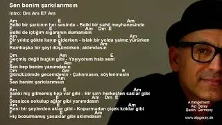 Sen Benim Şarkılarımsın - Karaoke, Kolay Akorlarla, Altyapı, Backing Track, Playback