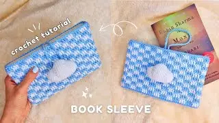 Crochet Cloudy Book Sleeve For Any Size Of Book☁️Crochet Book Cover✨Crochet Tutorial