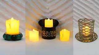 3 IDEAS DE DECORACIÓN CON MATERIALES CASEROS | Led Candle Chandeliers DIY