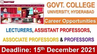 Teaching jobs in Pakistan 2021 | Job Opportunities in Govt. College University Hyderabad 