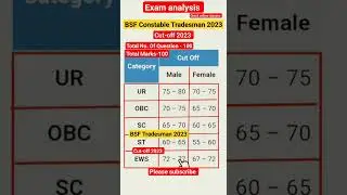 BSF Tradesman 2023||NEW UPDATE CUT-OFF 2023 