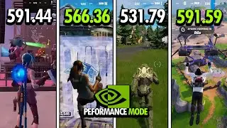 Best NVIDIA Driver for Fortnite Performance Mode – 566.36 vs 591.44 vs 531.79 vs 591.59