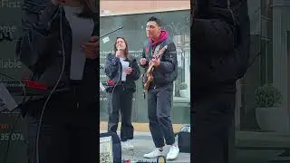 WHAT!? Impressive SURPRISE PERFORMANCE by this girl.. #busking #guitar #singer #shorts