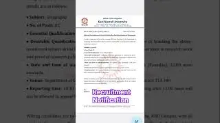 Kazi Nazrul University Recruitment Notification 