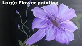 Large purple flower acrylic painting on canvas ll big flower painting ll Varsha Fine Art