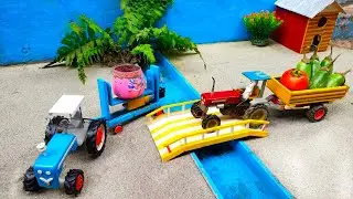 Top diy tractor making mini concrete bridge | Mini Tractor | science project #pallabfarmingzone