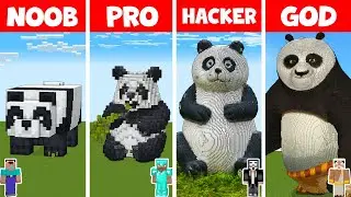 Minecraft NOOB vs PRO vs HACKER vs GOD - REAL LIFE PANDA STATUE HOUSE BUILD CHALLENGE