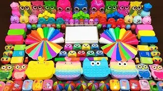 RELAXING WITH CLAY PIPING BAG & RAINBOW ! Mixing Random Things Into Glossy Slime 