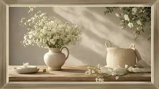 Arte para TV | Mesa de madera decorada con flores 🌸 | Rustic Flower Table Wall Art (Loop)