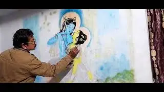 RADHA KRISHNA - Wall Painting Timelapse