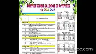 SCHOOL CALENDAR FOR THE SY 2022-2023