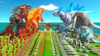 Fire Ice War - Team Fire Godzilla x Mechagodzilla VS Team Ice SHIMO x Titanus Behemoth