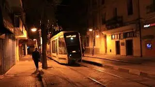 Tram near Place de Barcelone in Tunis