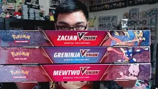 V-Union Mewtwo,Greninja, & Zacian Box Opening! Pokemon TCG