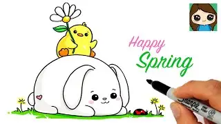 How to Draw a Bunny and Duck 🐰🐥🌼 Happy Spring Art