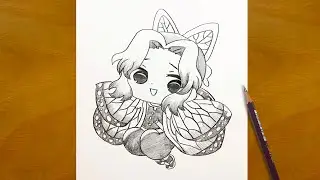 Anime Sketch | How to Draw Chibi Shinobu Kocho from Demon Slayer | Cute Butterfly Girl