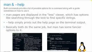 Linux Command Line Interface and BASH Scripting - man and   help