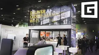 Transparent media glass facade at Aerohive @ BETT19 l [G-SMATT Europe]