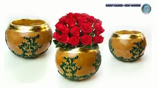 How To Make Flower Vase With Balloon And White Cement || White Cement Craft Ideas || DIY Vases