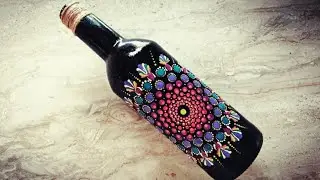 Dot mandala art on bottle || Bottle art || How to draw mandala art on bottle ||DIY|| Home decor idea