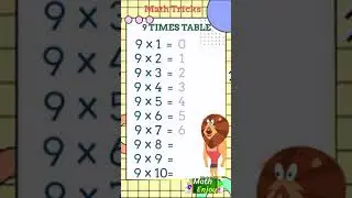 #shorts 9 Times Table | 9 වරක් චක්කරය | Math tips and Trick