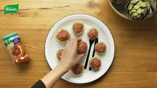 לבבות ארטישוק ממולאים עם רוטב לקציצות של קנור