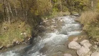 Осень, красивая речка в горах Алматы.