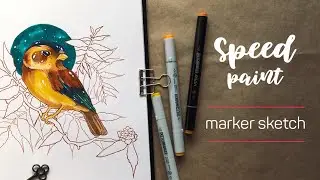│🕊Рисуем птичку маркерами · SPEEDPAINT · скетчинг/спиртовые маркеры│