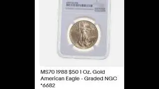 MS70 1988 $50 1 Oz. Gold American Eagle - Graded NGC *6682