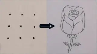 Beautiful Rose flower drawing from DOTS // Easy pencil sketch // Creative arts .