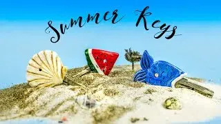 Decorate your keys with polymer clay - Summer DIY  🍉🐚🐟