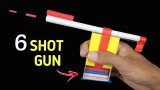 Easy Paper and Matchbox Gun | How to make gun at home | 6 shot gun making